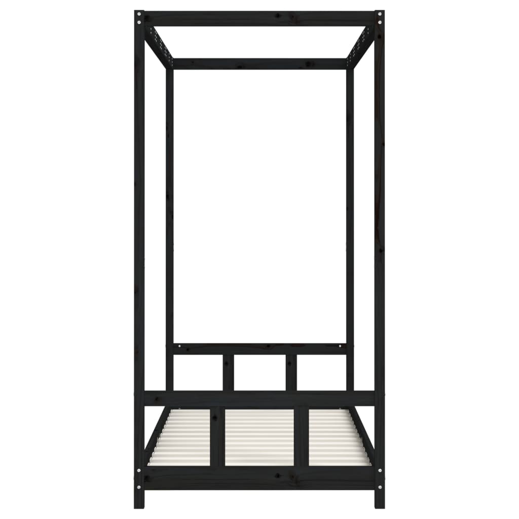Giroletto per Bambini Nero 90x190 cm in Legno Massello di Pino - homemem39