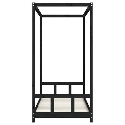 Giroletto per Bambini Nero 90x200 cm in Legno Massello di Pino - homemem39