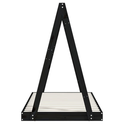 Giroletto per Bambini Nero 80x160 cm in Legno Massello di Pino - homemem39