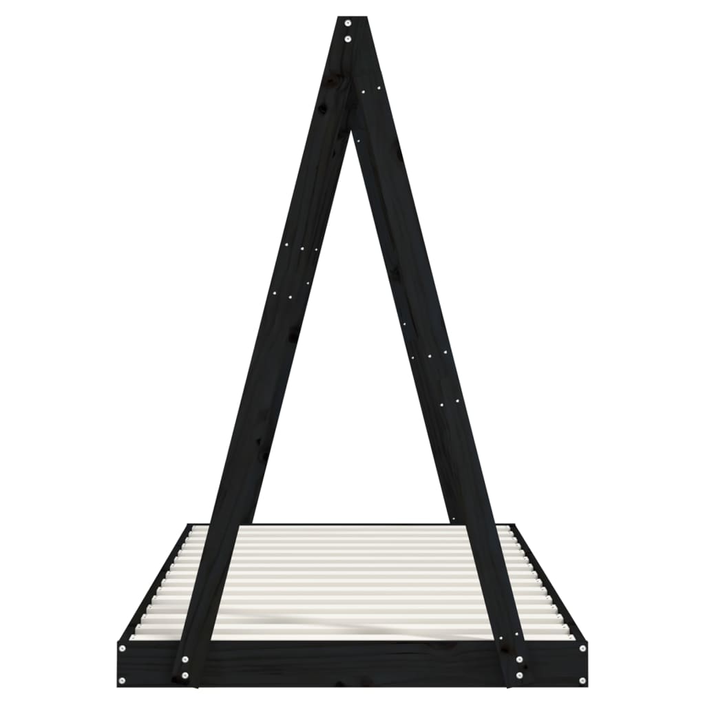 Giroletto per Bambini Nero 90x190 cm in Legno Massello di Pino - homemem39