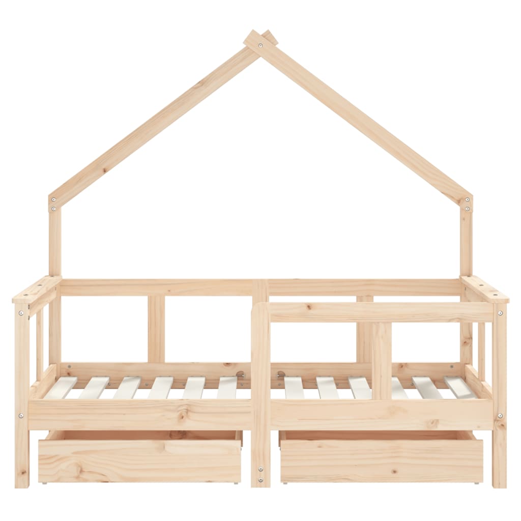 Giroletto Bambini con Cassetti 70x140 cm Legno Massello di Pino - homemem39