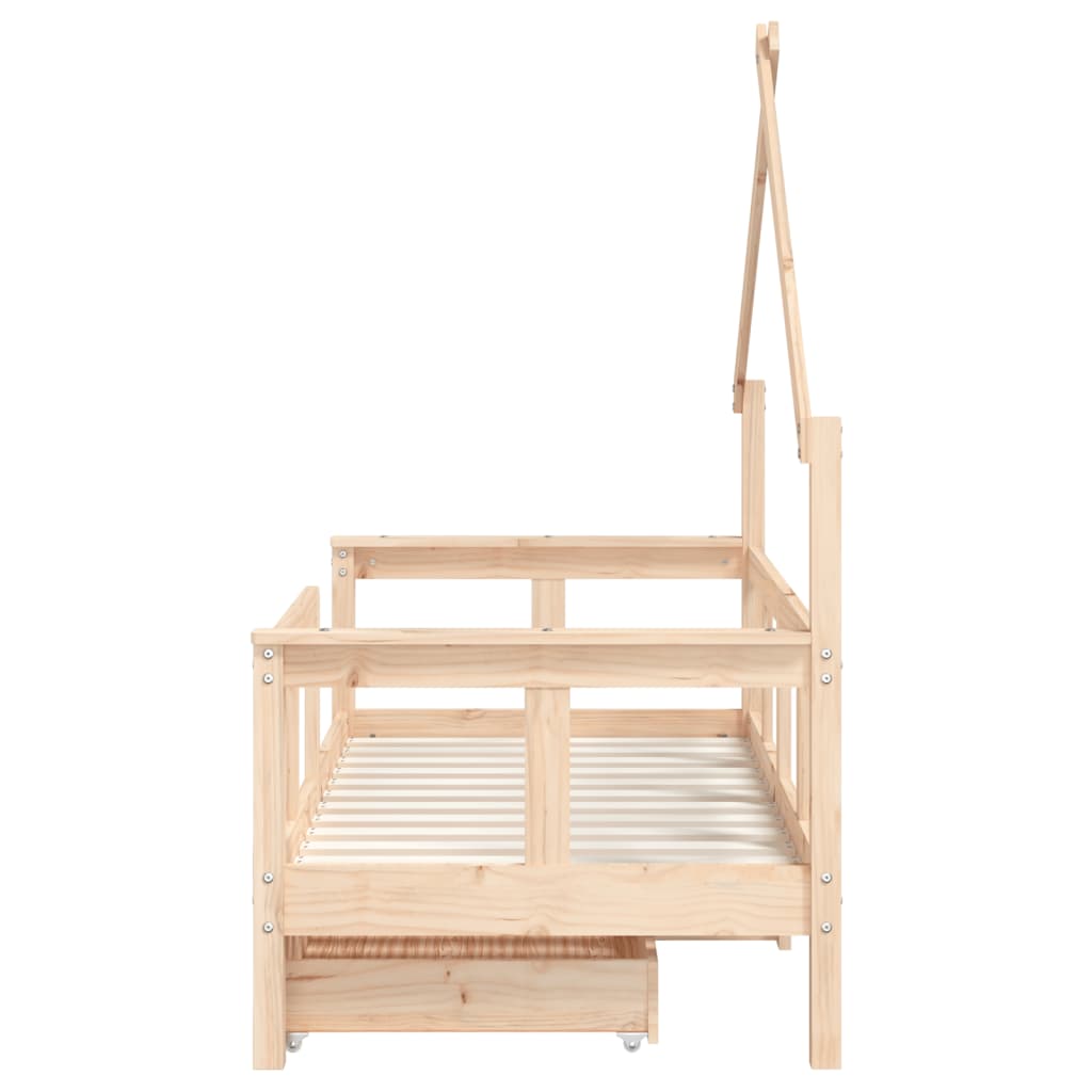 Giroletto Bambini con Cassetti 70x140 cm Legno Massello di Pino - homemem39