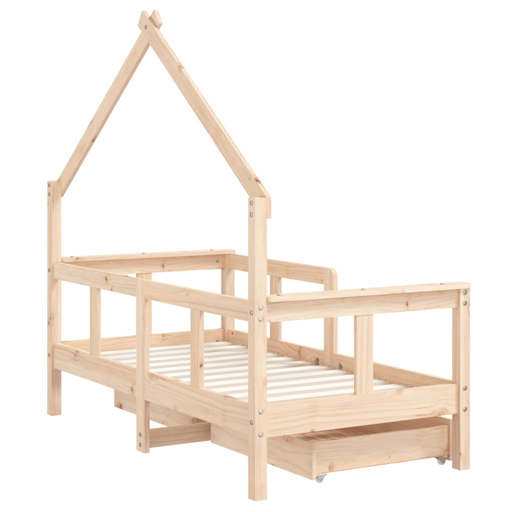 Giroletto Bambini con Cassetti 70x140 cm Legno Massello di Pino - homemem39
