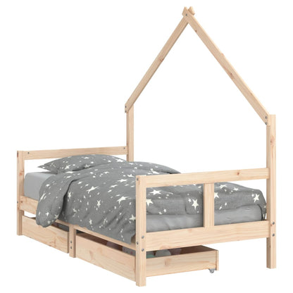 Giroletto per Bambini con Cassetti 80x160cm Legno Massello Pino - homemem39