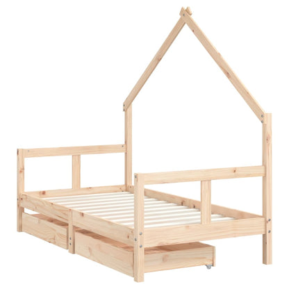 Giroletto per Bambini con Cassetti 80x160cm Legno Massello Pino - homemem39