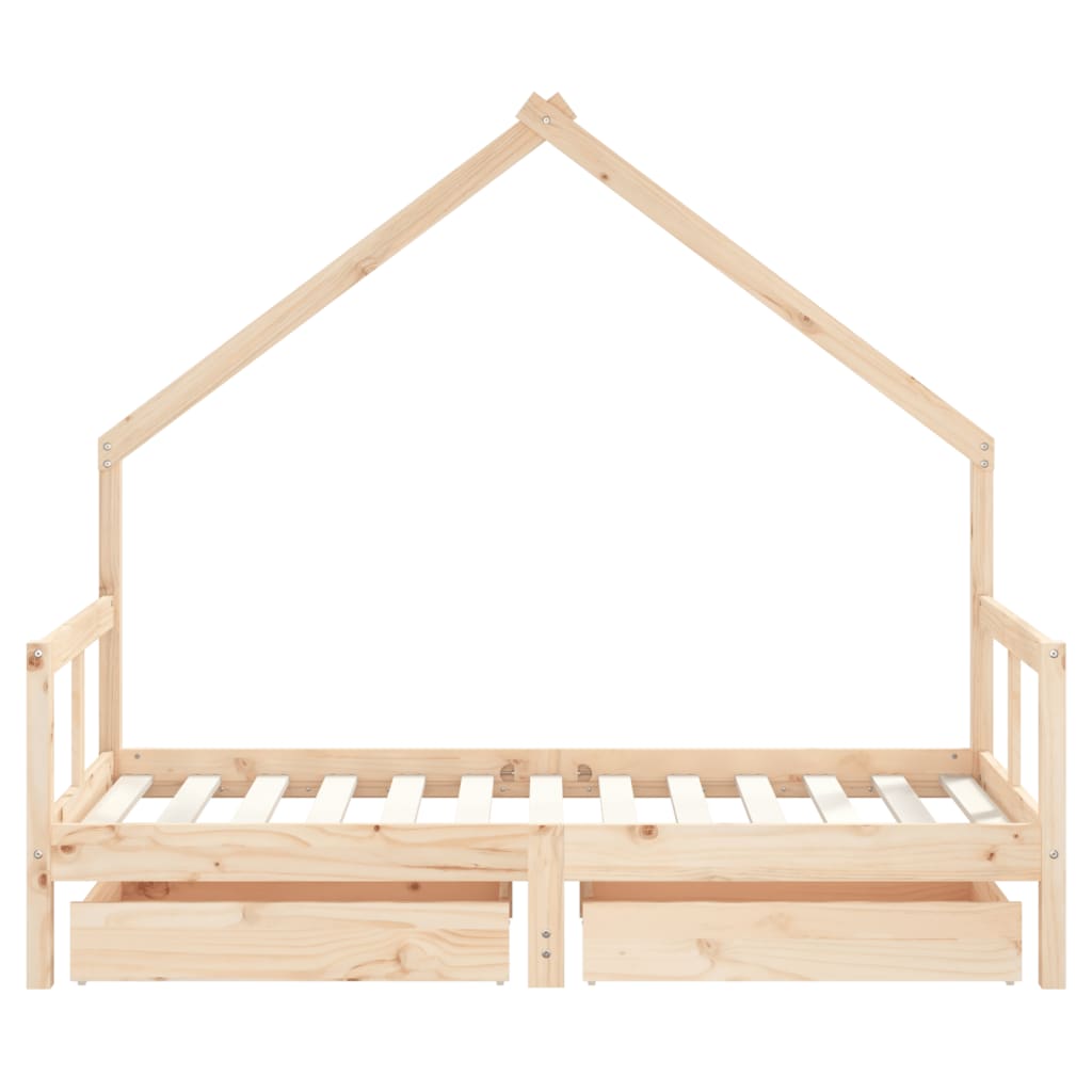 Giroletto per Bambini con Cassetti 80x160cm Legno Massello Pino - homemem39