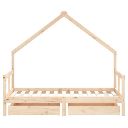Giroletto per Bambini con Cassetti 80x160cm Legno Massello Pino - homemem39