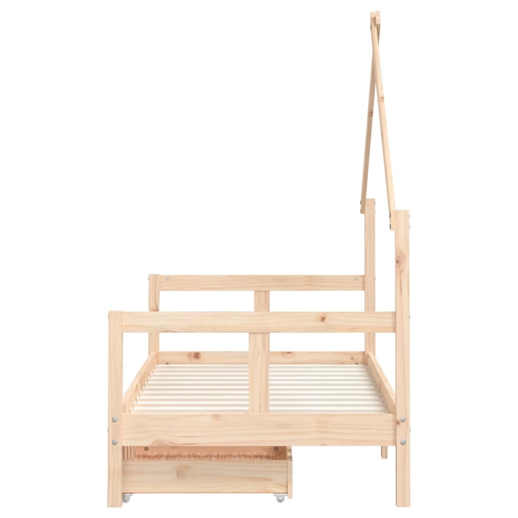 Giroletto per Bambini con Cassetti 80x160cm Legno Massello Pino - homemem39