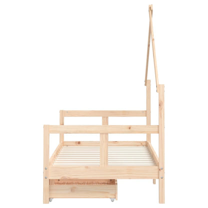 Giroletto per Bambini con Cassetti 80x160cm Legno Massello Pino - homemem39
