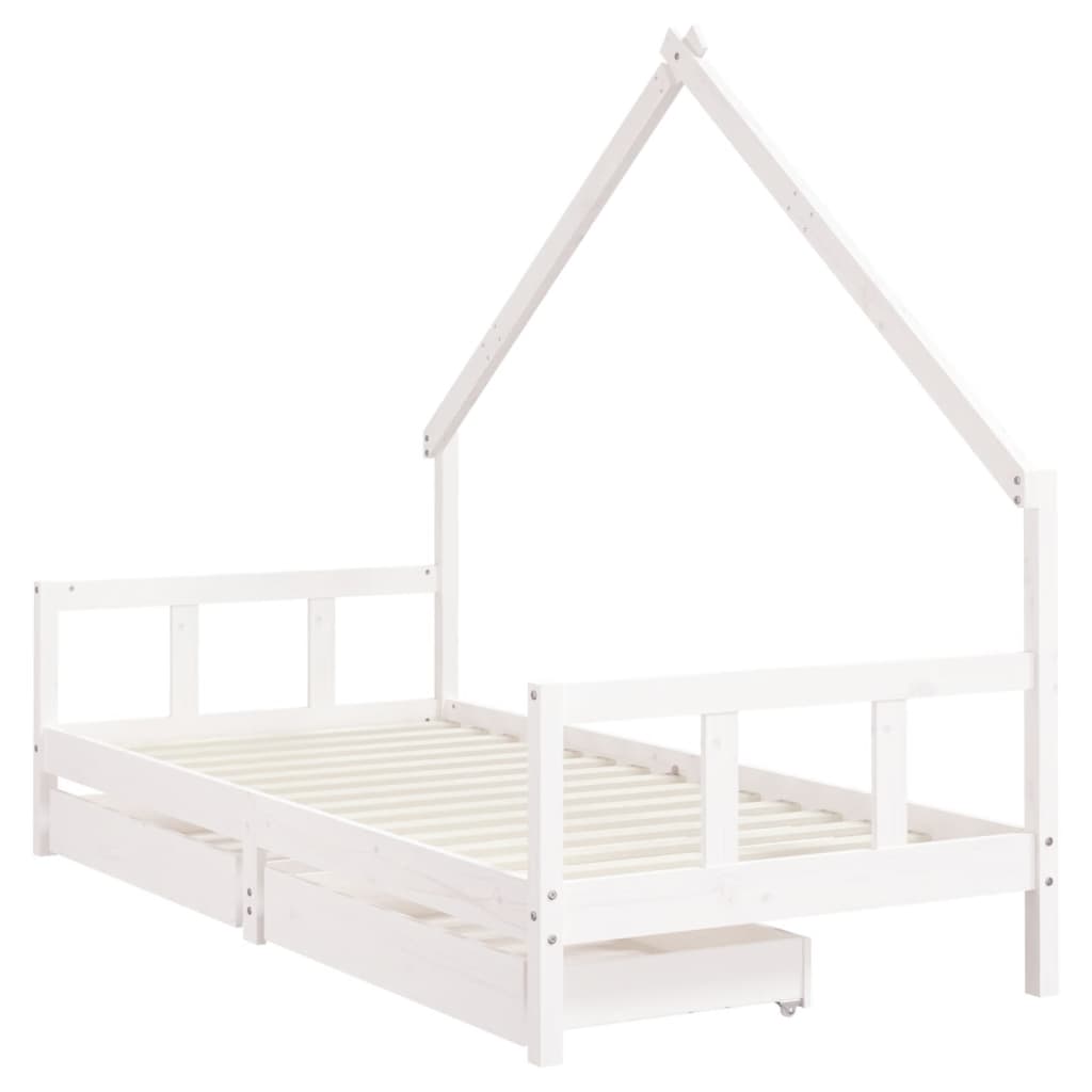 Giroletto Bambini con Cassetti Bianco 90x190 cm Massello Pino - homemem39