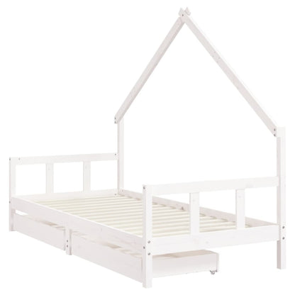 Giroletto Bambini con Cassetti Bianco 90x190 cm Massello Pino - homemem39