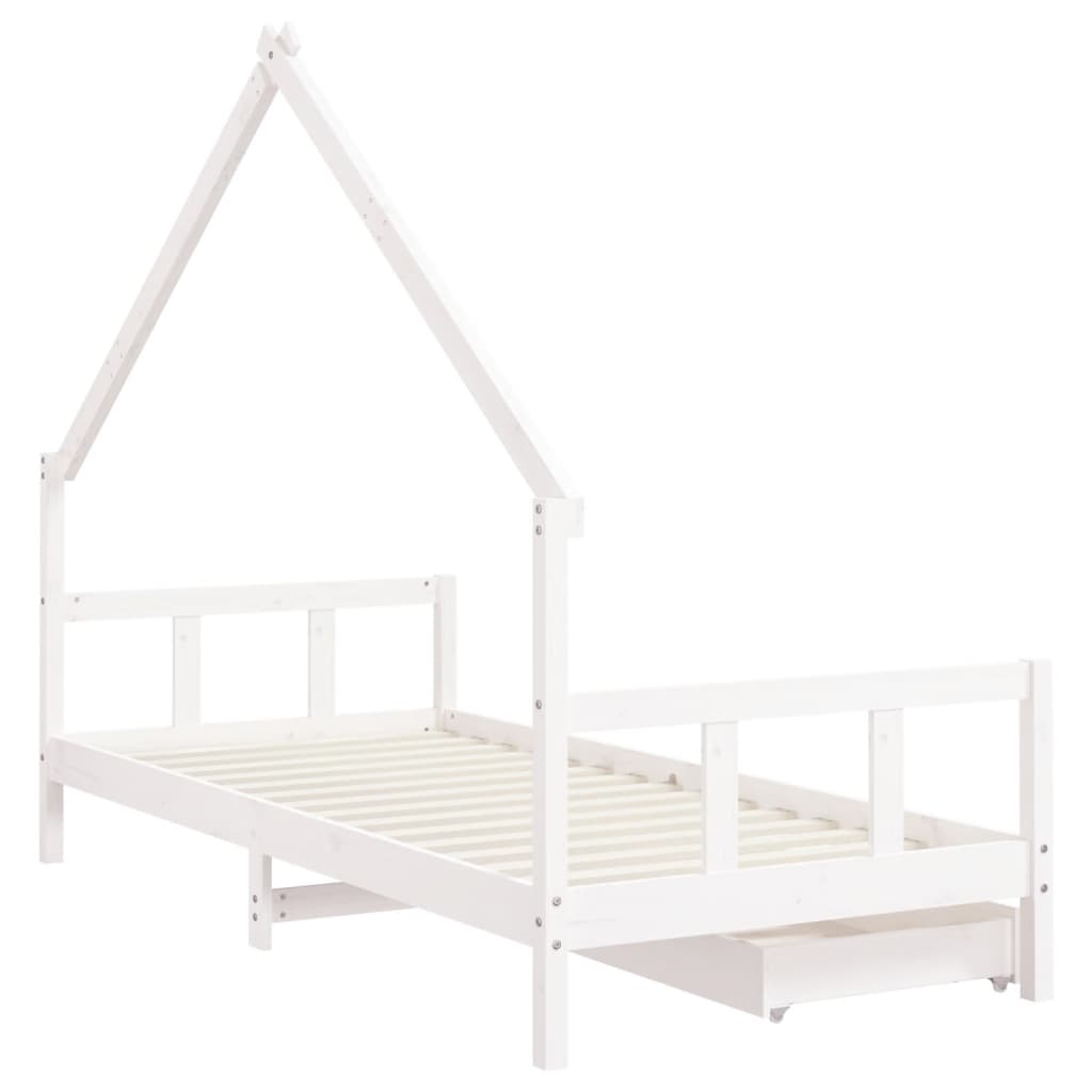 Giroletto Bambini con Cassetti Bianco 90x190 cm Massello Pino - homemem39