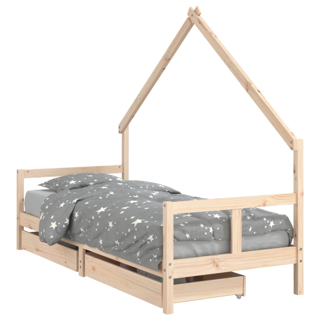 Giroletto Bambini con Cassetti 80x200 cm Legno Massello di Pino - homemem39