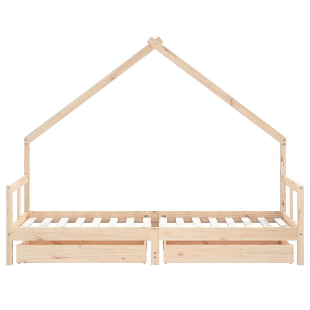 Giroletto Bambini con Cassetti 80x200 cm Legno Massello di Pino - homemem39