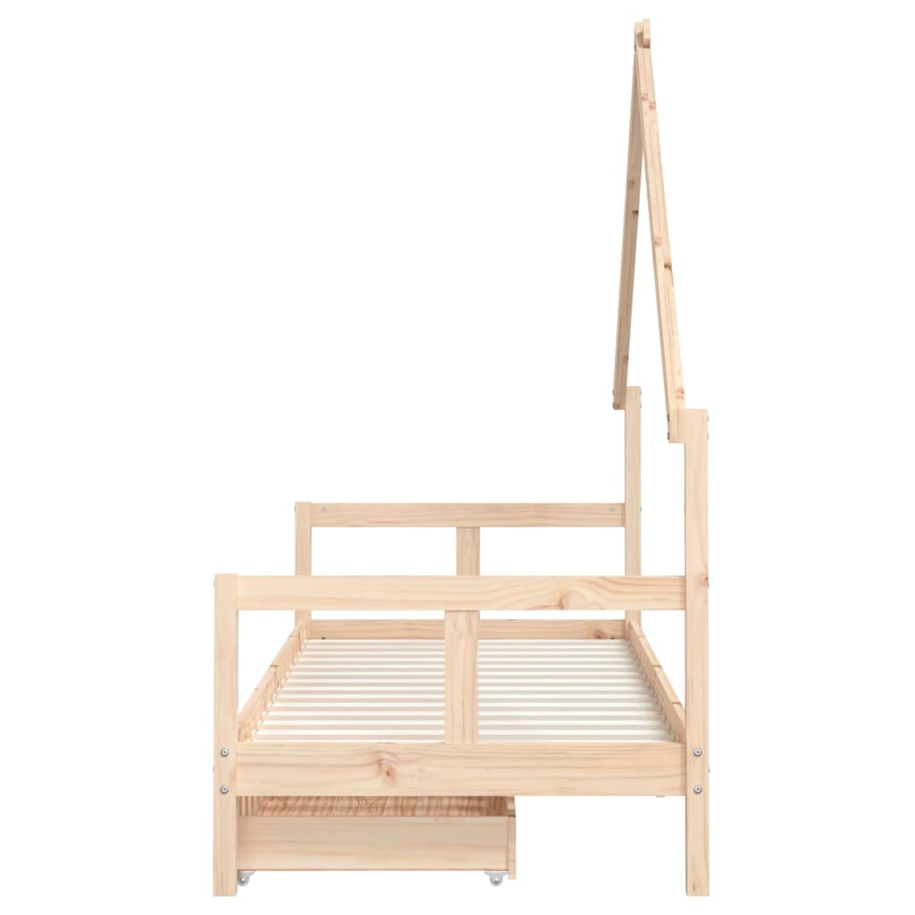 Giroletto Bambini con Cassetti 80x200 cm Legno Massello di Pino - homemem39