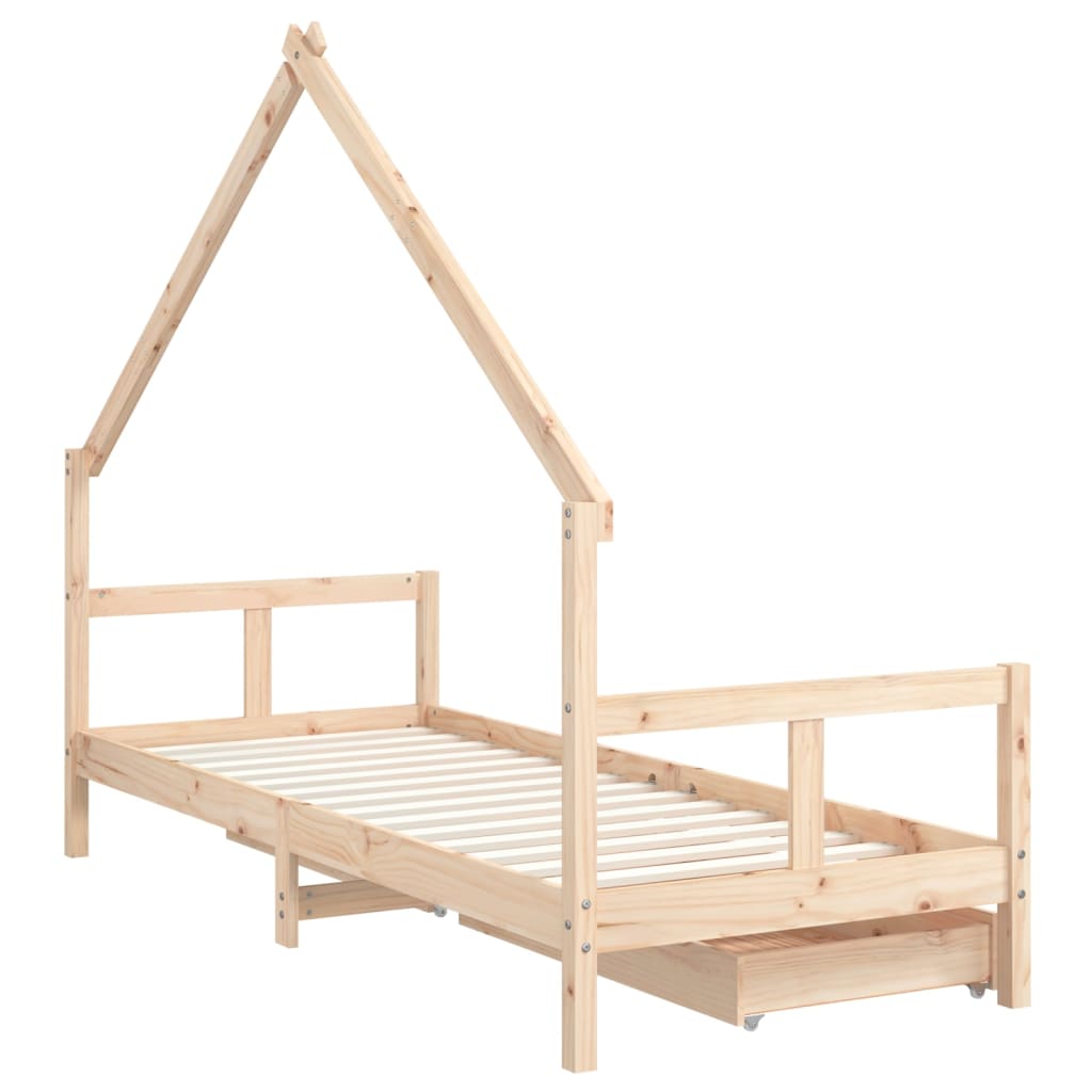 Giroletto Bambini con Cassetti 80x200 cm Legno Massello di Pino - homemem39