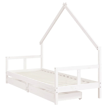 Giroletto Bambini con Cassetti Bianco 80x200cm Massello di Pino - homemem39
