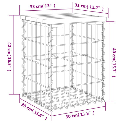 Panca da Giardino Design Gabbione 33x31x42 cm Pino Impregnato