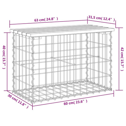 Panca da Giardino Design Gabbione 63x31,5x42 cm Pino Impregnato