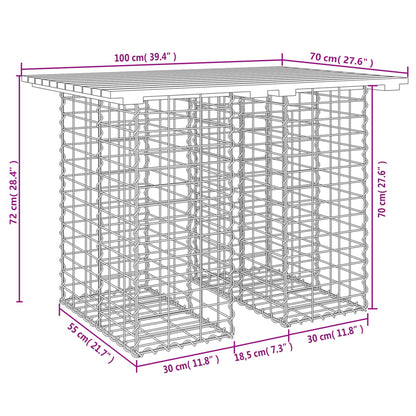 Tavolo da giardino gabbione design 100x70x72 cm