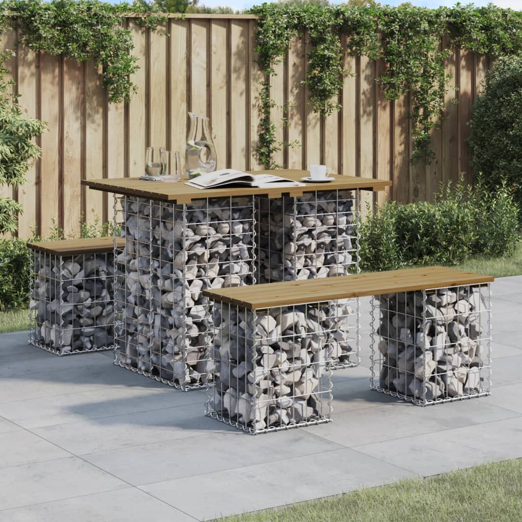 Tavolo da giardino gabbione design 100x70x72 cm