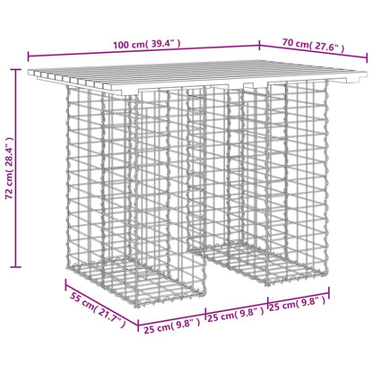 Tavolo da giardino in gabbione design 100x70x72 cm
