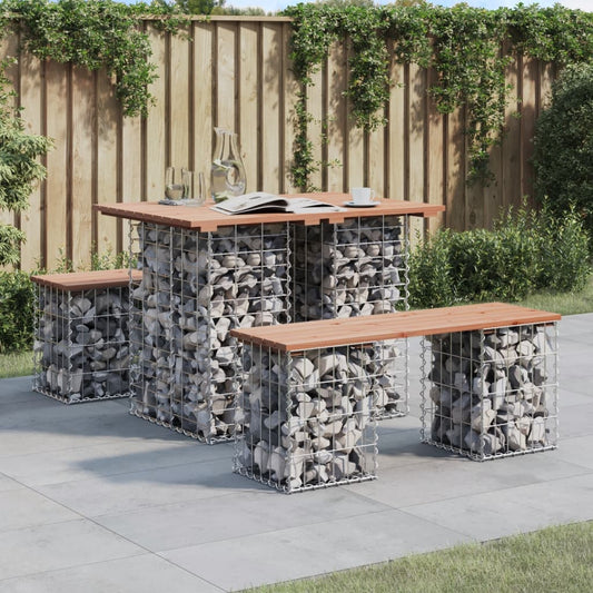 Tavolo da giardino in gabbione design 100x70x72 cm in legno massello Douglas | homemem39