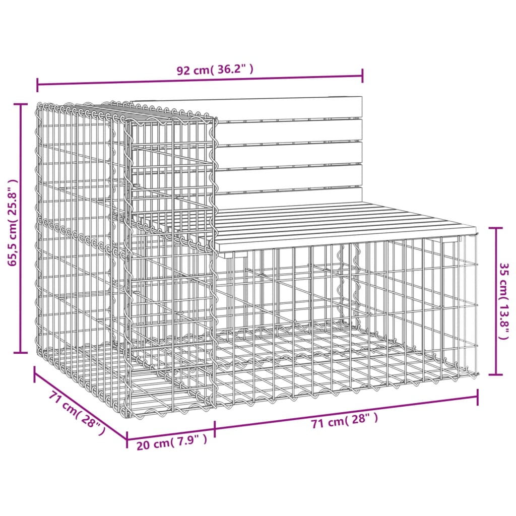 Panca Giardino Design Gabbione 92x71x65,5 cm Massello Douglas | homemem39