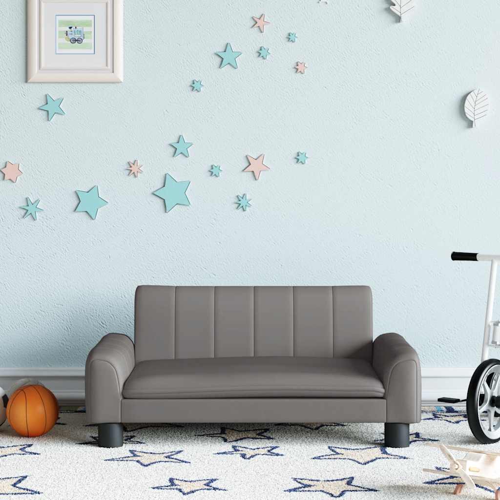 Divano per Bambini Grigio 70x45x30 cm in Similpelle
