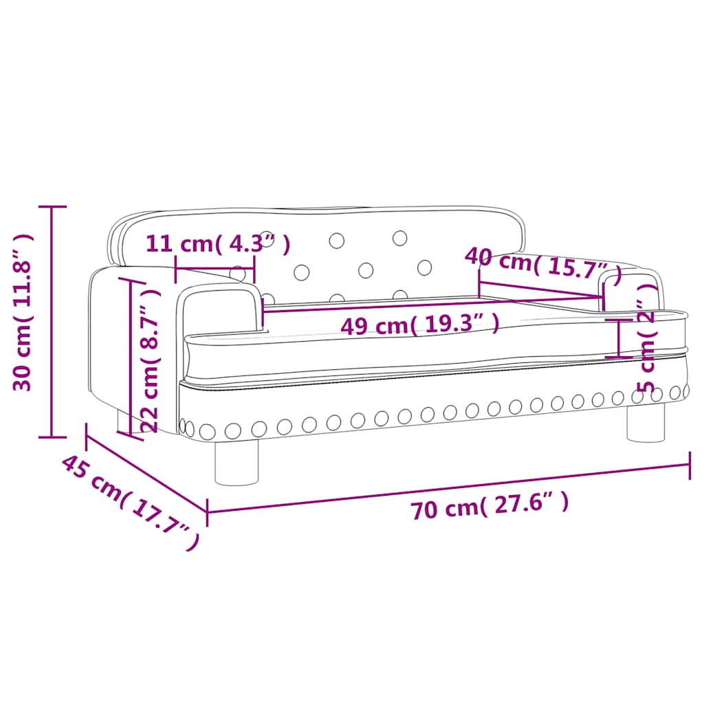 Divano per Bambini Grigio Chiaro 70x45x30 cm in Velluto - homemem39