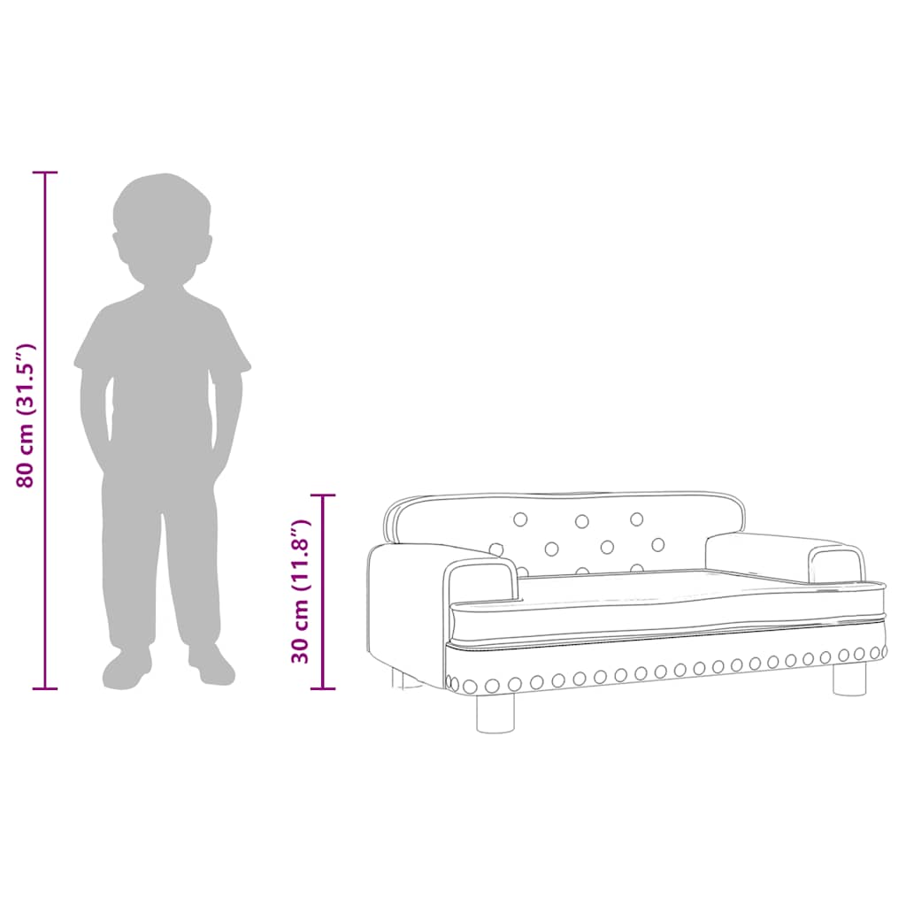 Divano per Bambini Grigio Chiaro 70x45x30 cm in Velluto - homemem39