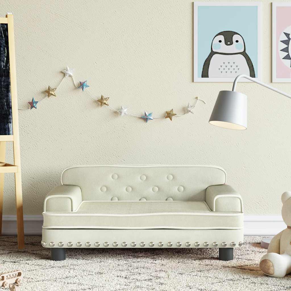 Divano per Bambini Crema 70x45x30 cm in Velluto