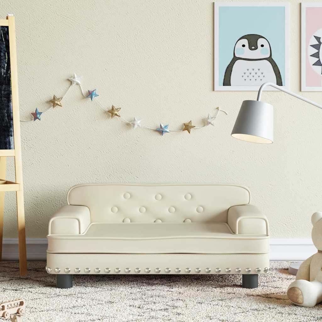 Divano per Bambini Crema 70x45x30 cm in Similpelle