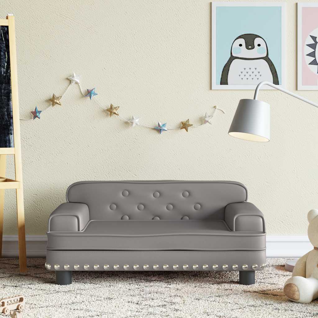Divano per Bambini Grigio 70x45x30 cm in Similpelle | homemem39