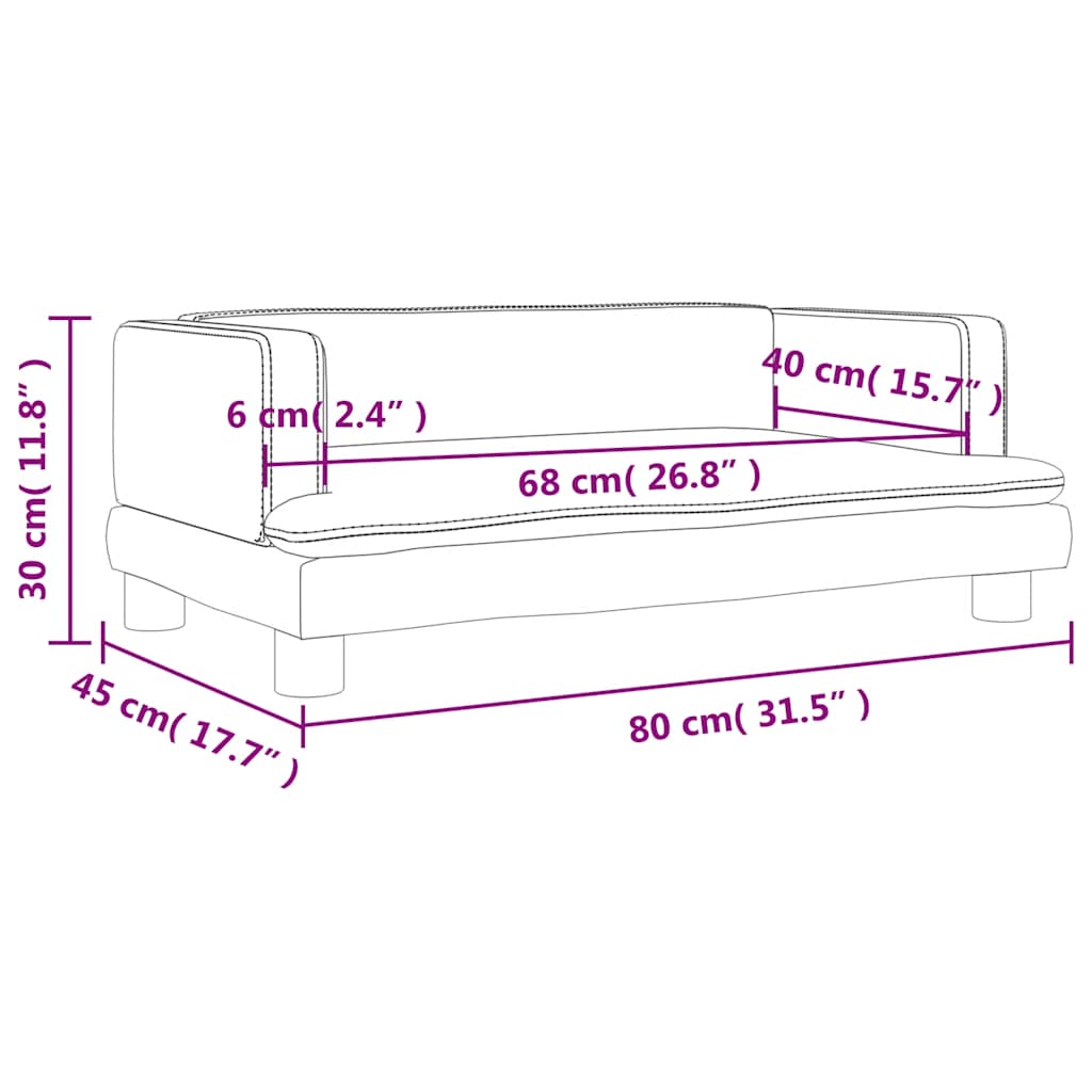 Divano per Bambini Grigio Chiaro 80x45x30 cm in Velluto | homemem39
