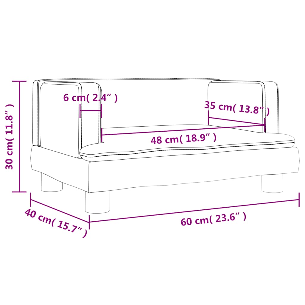 Divano per Bambini Grigio 60x40x30 cm in Similpelle | homemem39