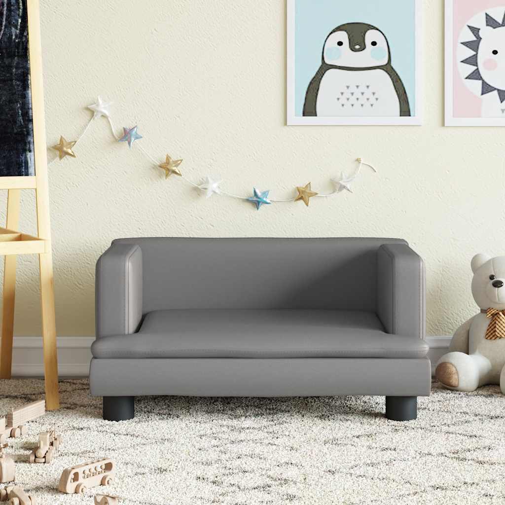 Divano per Bambini Grigio 60x40x30 cm in Similpelle