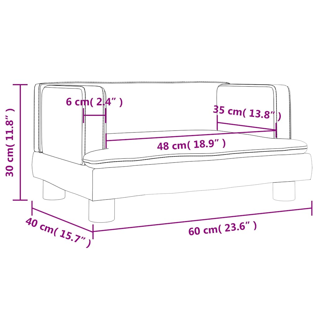 Divano per Bambini Cappuccino 60x40x30 cm in Similpelle | homemem39