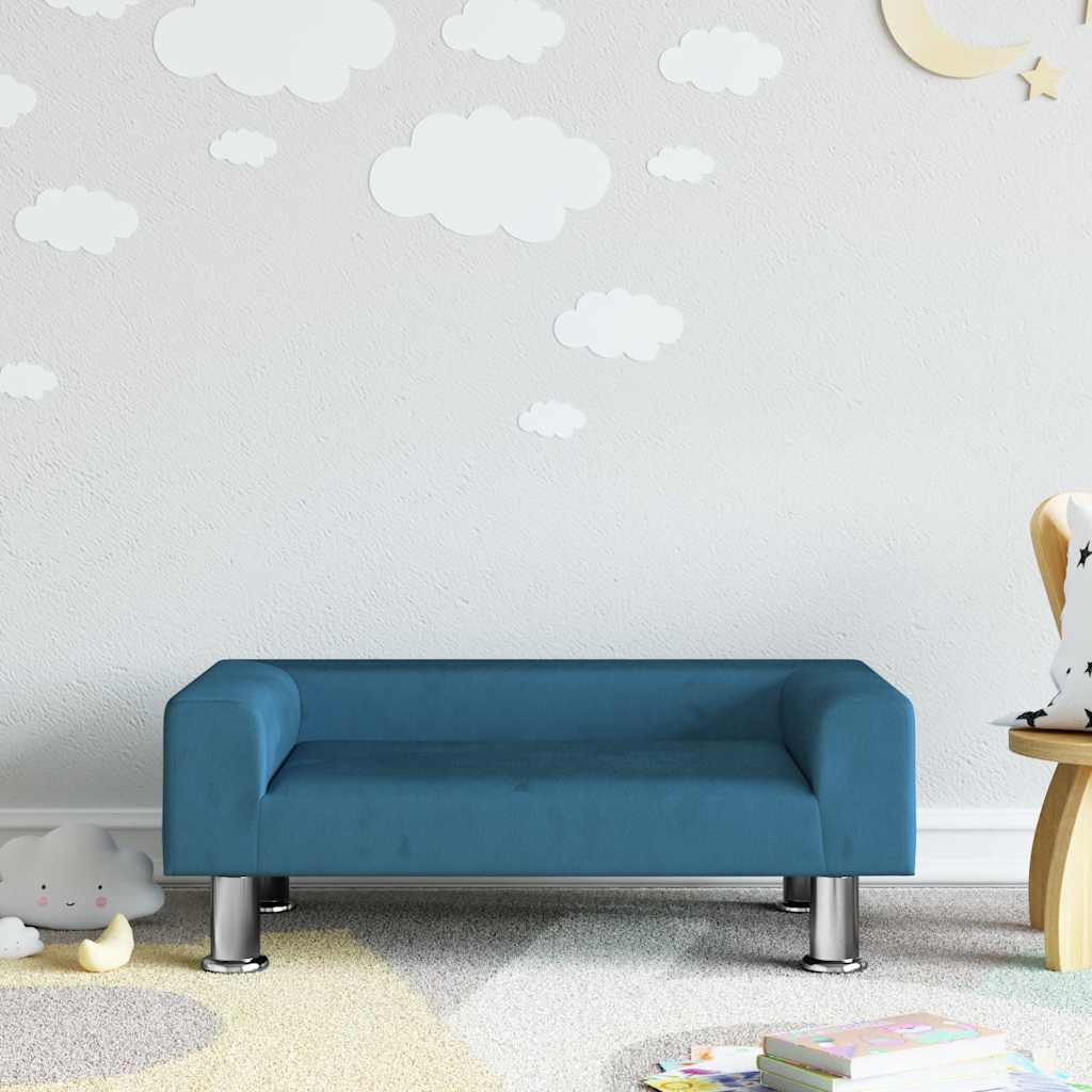 Divano per Bambini Blu 70x45x26,5 cm in Velluto | homemem39