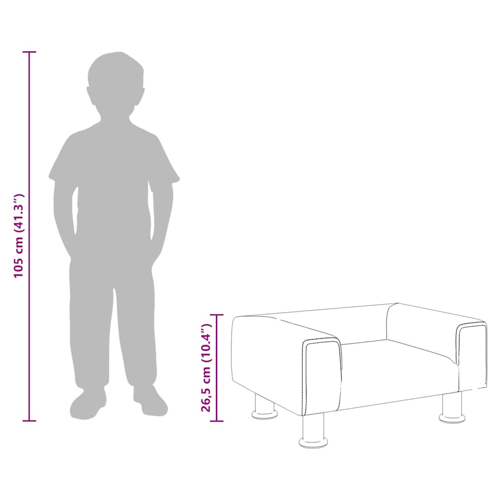 Divano per Bambini Grigio Chiaro 50x40x26,5 cm in Velluto - homemem39