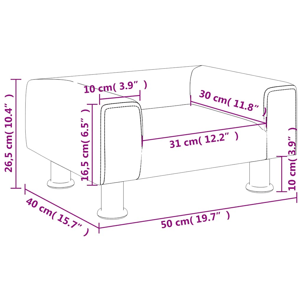 Divano per Bambini Grigio Scuro 50x40x26,5 cm in Velluto - homemem39