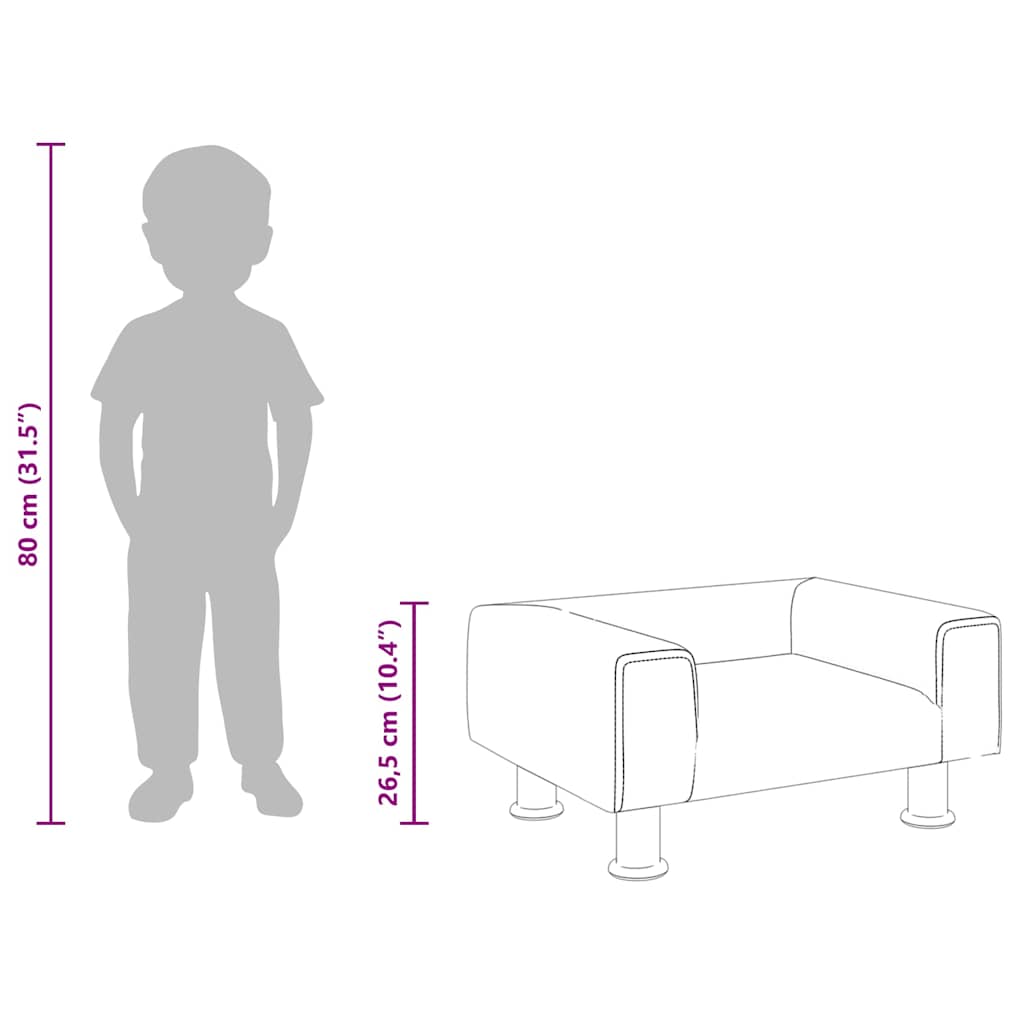 Divano per Bambini Grigio Scuro 50x40x26,5 cm in Velluto - homemem39