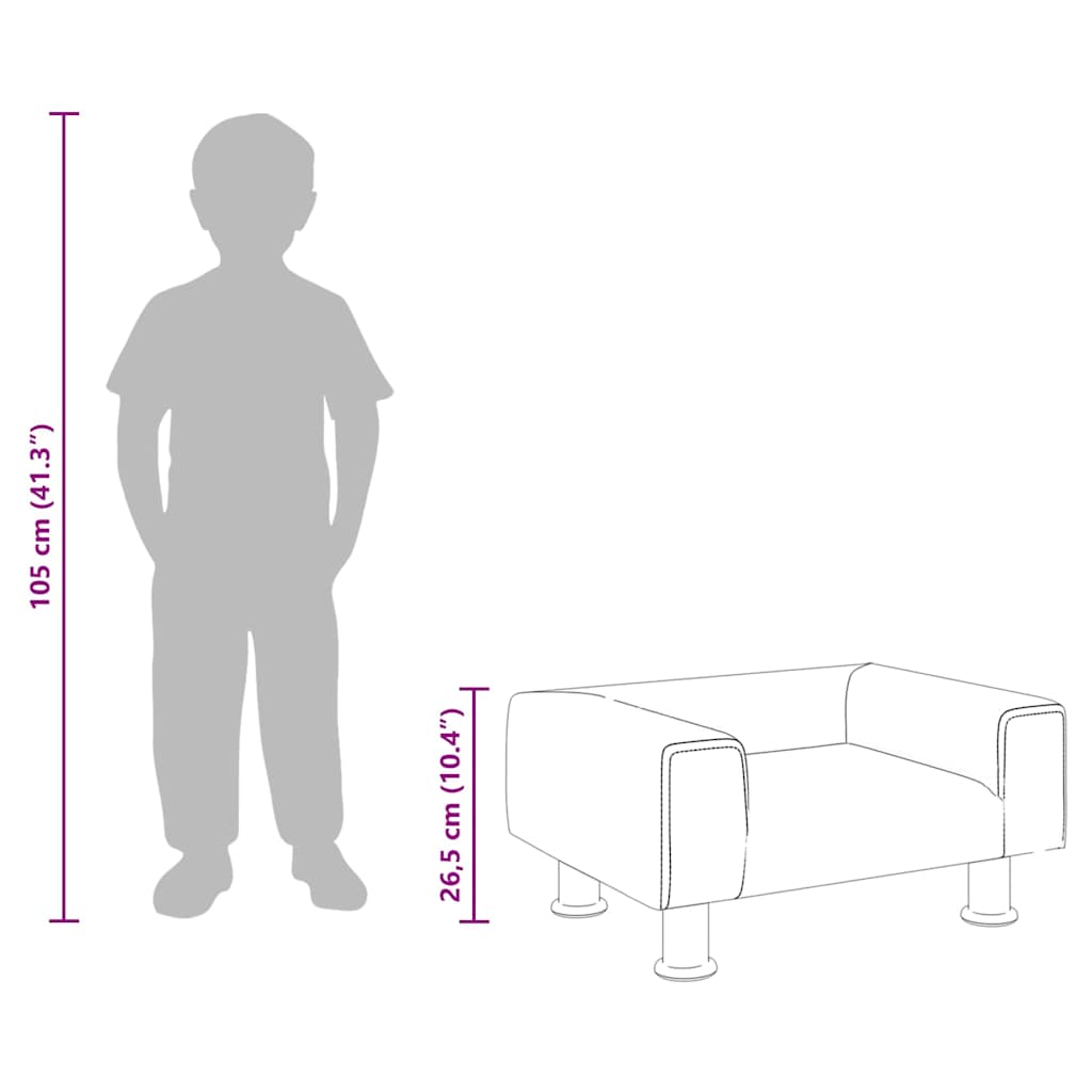 Divano per Bambini Grigio Scuro 50x40x26,5 cm in Velluto - homemem39