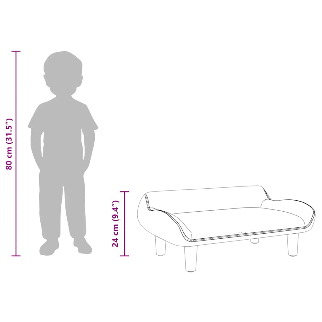 Divano per Bambini Tortora 70x40x24 cm in Tessuto | homemem39