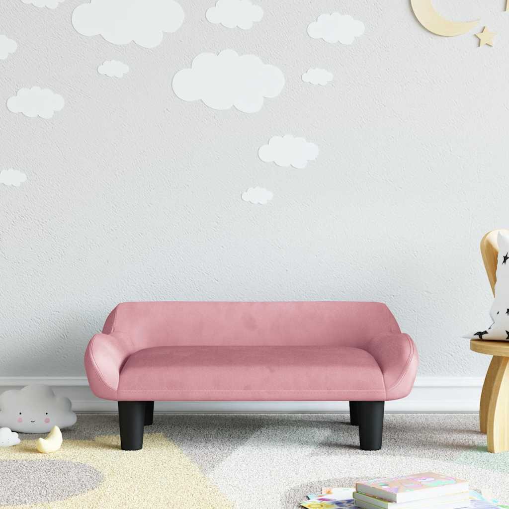 Divano per Bambini Rosa 70x40x24 cm in Velluto