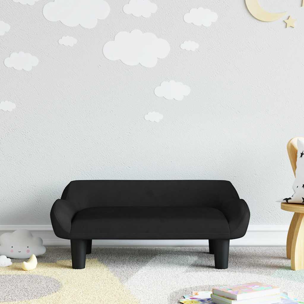 Divano per Bambini Nero 70x40x24 cm in Velluto | homemem39