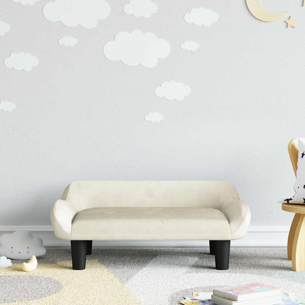 Divano per Bambini Crema 70x40x24 cm in Velluto