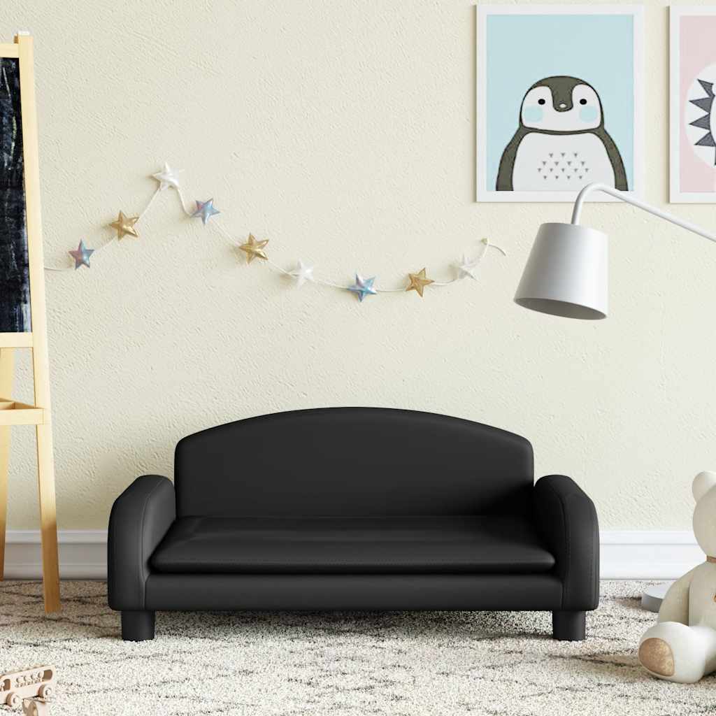 Divano per Bambini Nero 70x45x30 cm in Similpelle | homemem39