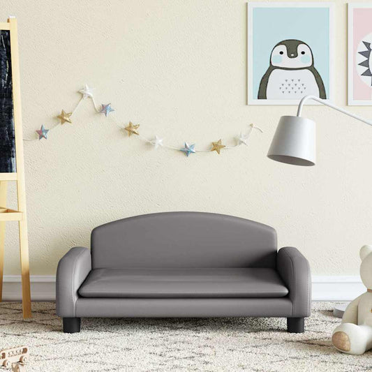 Divano per Bambini Grigio 70x45x30 cm in Similpelle - homemem39