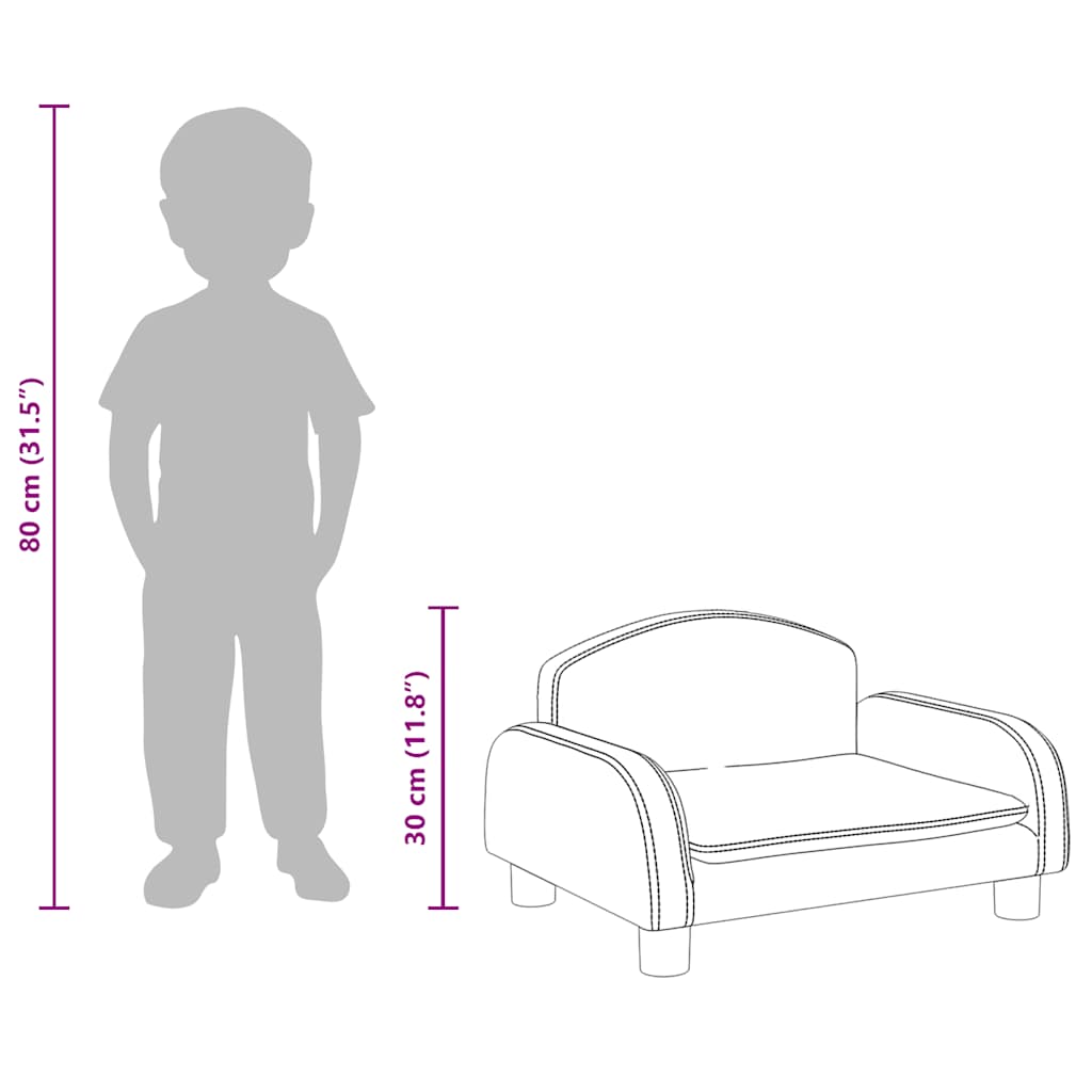 Divano per Bambini Nero 50x40x30 cm in Similpelle | homemem39